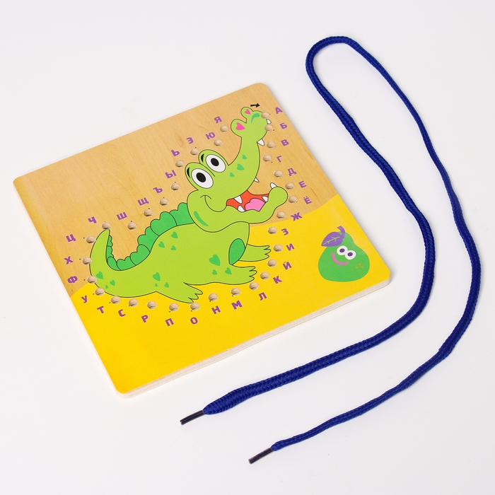 Шнуровка крокодил &laquo;Учим алфавит&raquo; 14,5 &times; 14,5 &times; 0,5 см