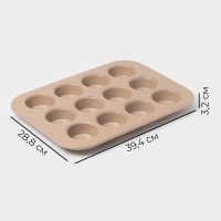 Форма для выпечки Magistro Shiny Diamond, 39,4&times;28,8&times;3,2 cм, 12 ячеек, толщина 0,6 мм, антипригарное покрытие