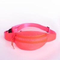 Поясная сумка на молнии, 2 кармана, цвет коралловый Поясная сумка на молнии, 2 кармана, цвет коралловый