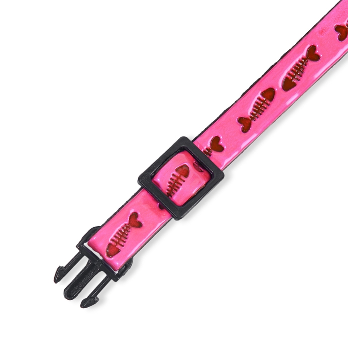 Ошейник кошачий со светоотражающим покрытием Ошейник кошачий со светоотражающим покрытием "Рыбки", 30 х 1 см, розовый