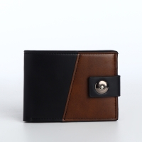 Портмоне мужское на магните, отдел для карт, монет, цвет чёрный/коричневый Портмоне мужское на магните, отдел для карт, монет, цвет чёрный/коричневый
