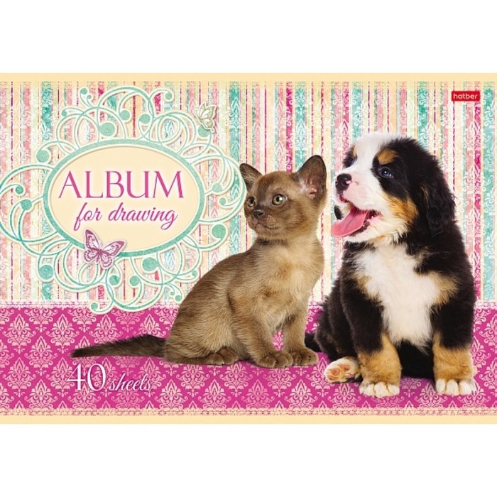 Альбом для рисования А4, 40 листов, на скрепке, "Маленькие друзья", обложка мелованный картон, блок 100 г/м&sup2;, МИКС