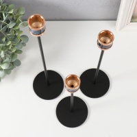 Подсвечник металл "Перелив. Кант" d=2,5 см набор 3 шт чёрный с золотом 21,5 см, 27 см, 32 см 97163 Подсвечник металл "Перелив. Кант" d=2,5 см набор 3 шт чёрный с золотом 21,5 см, 27 см, 32 см 97163