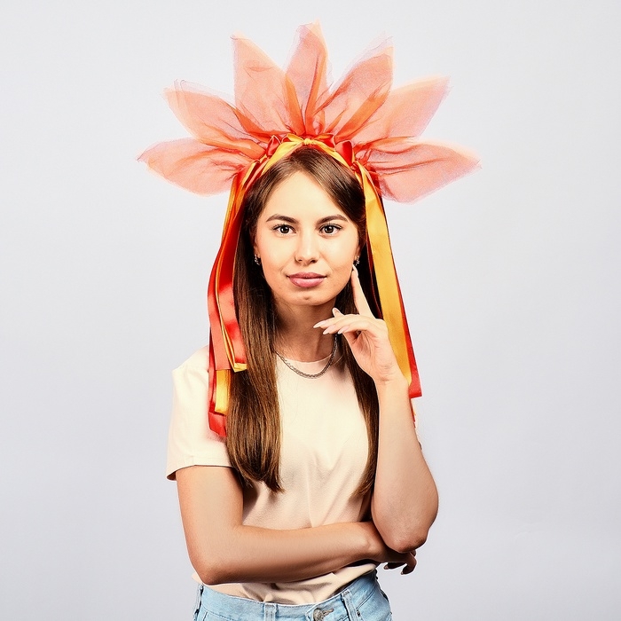 Карнавальный ободок &laquo;Лучистое солнце&raquo;, цвет красно-оранжевый