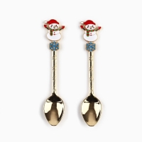 Ложки новогодние чайные с формовой ручкой &laquo;Новый год: Все желания сбудутся&raquo;, 11 х 3 см