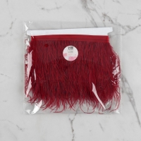 Тесьма с перьями страуса, 8-10 см, 5 ± 0,5 м, цвет бордовый Тесьма с перьями страуса, 8-10 см, 5 ± 0,5 м, цвет бордовый