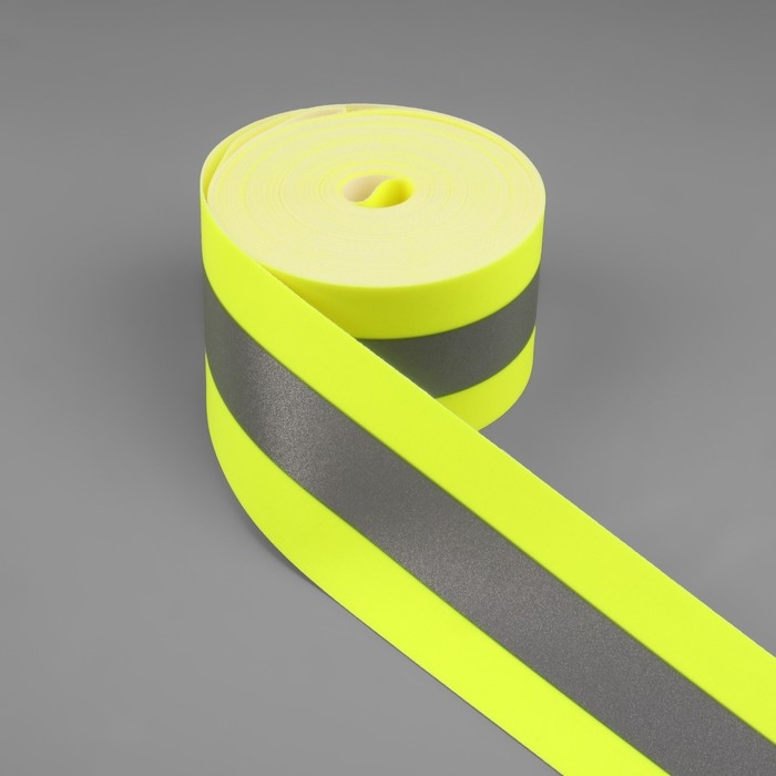Лента огнеупорная, со светоотражающейся полосой, 50 мм, 10 &plusmn; 1 м, цвет салатовый