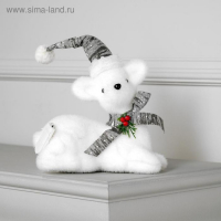 Светодиодная фигура &laquo;Олень&raquo; 21 &times; 19 &times; 10 см, флок, батарейки CR2032х2 (в комплекте), свечение тёплое белое