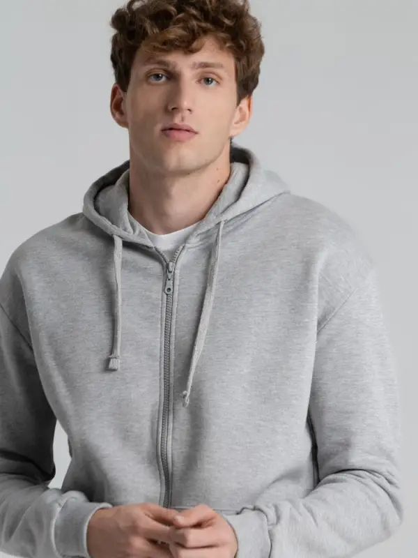 Толстовка на молнии с капюшоном Unit Siverga Heavy серый меланж, размер XS