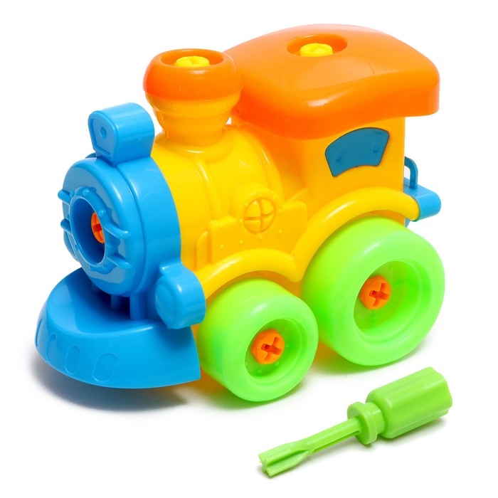 Конструктор винтовой &laquo;Паровозик&raquo;, с отвёрткой 18 деталей, МИКС