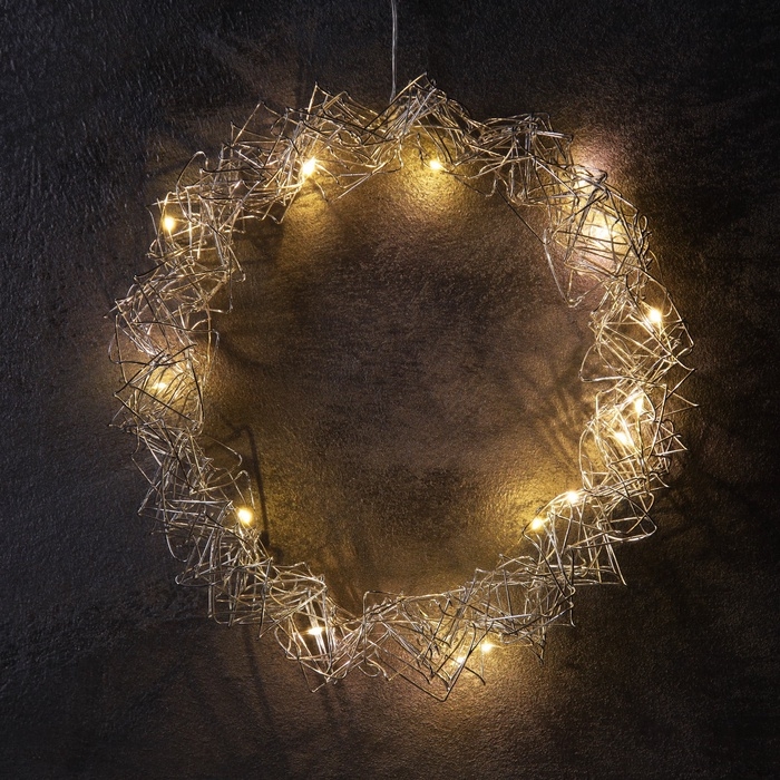 Светодиодная фигура «Венок» 25х25х6 см, 15 LED, батарейки AAx2 (не в комплекте), свечение теплое белое Светодиодная фигура «Венок» 25х25х6 см, 15 LED, батарейки AAx2 (не в комплекте), свечение теплое белое