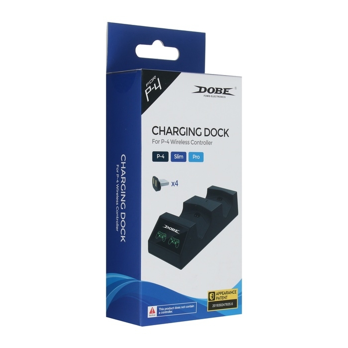 Зарядная станция для 2-х геймпадов PS4 Dobe TP4-1822, магнитные коннекторы, с индикацией Зарядная станция для 2-х геймпадов PS4 Dobe TP4-1822, магнитные коннекторы, с индикацией