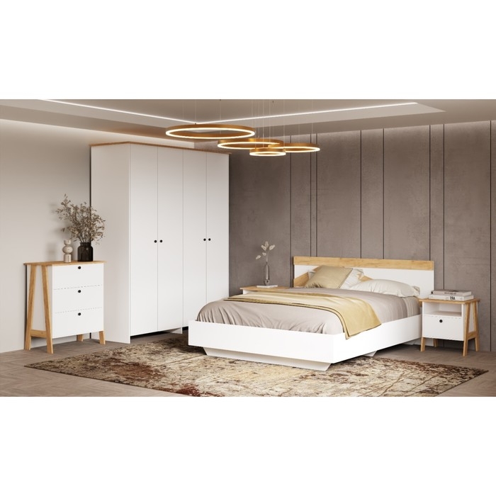 Тумба прикроватная Теодора, 480х421х515, Белый/Крафт золотой