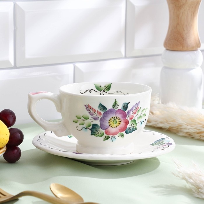 Чайная пара &laquo;Шиповник&raquo;,  0,29 л, 15&times;8,4 см, 1 сорт,  Гурова В.П.