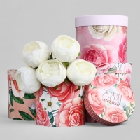 Набор шляпных коробок для цветов 4 в 1, упаковка подарочная, «Нежность», 20 х 17,5 - 16 х 14 см Набор шляпных коробок для цветов 4 в 1, упаковка подарочная, «Нежность», 20 х 17,5 - 16 х 14 см