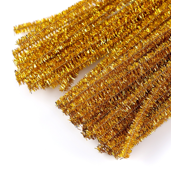 Проволока с ворсом для поделок &laquo;Блеск&raquo;, набор 50 шт, размер 1 шт: 30&times;0,6 см, цвет жёлтый