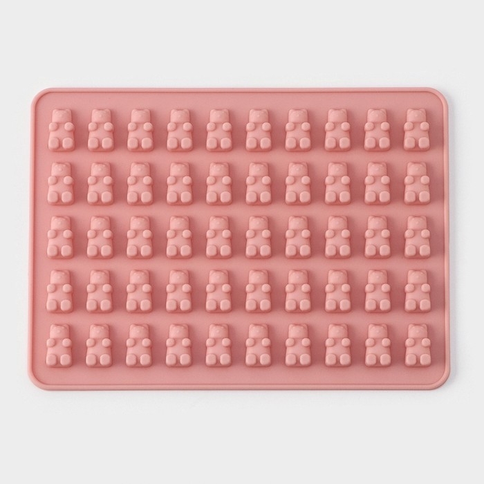 Форма для мармелада Доляна «Сладкие мишки», силикон, 18,8×13,8 см, 50 ячеек (1,8×1,1 см), цвет МИКС Форма для мармелада Доляна «Сладкие мишки», силикон, 18,8×13,8 см, 50 ячеек (1,8×1,1 см), цвет МИКС