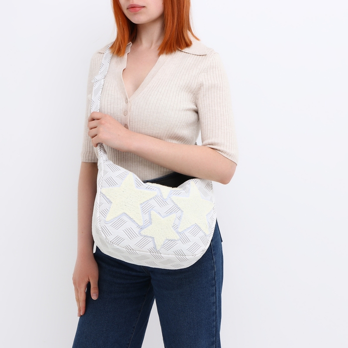 Сумка молодёжная на молнии, цвет серый/белый Сумка молодёжная на молнии, цвет серый/белый