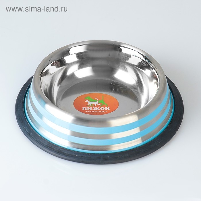 Миска с нескользящим основанием с цветными полосками, 230 мл, голубая Миска с нескользящим основанием с цветными полосками, 230 мл, голубая