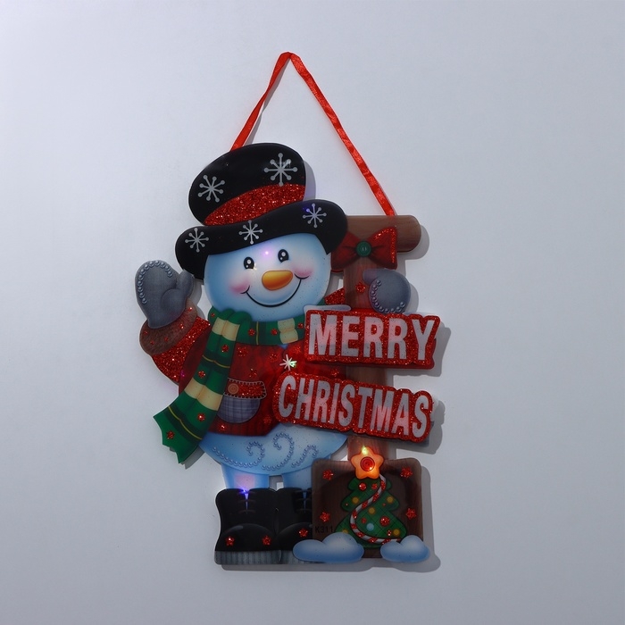 Декоративное светящиеся украшение (подвеска) Декоративное светящиеся украшение (подвеска) "Снеговик" 32х23 см