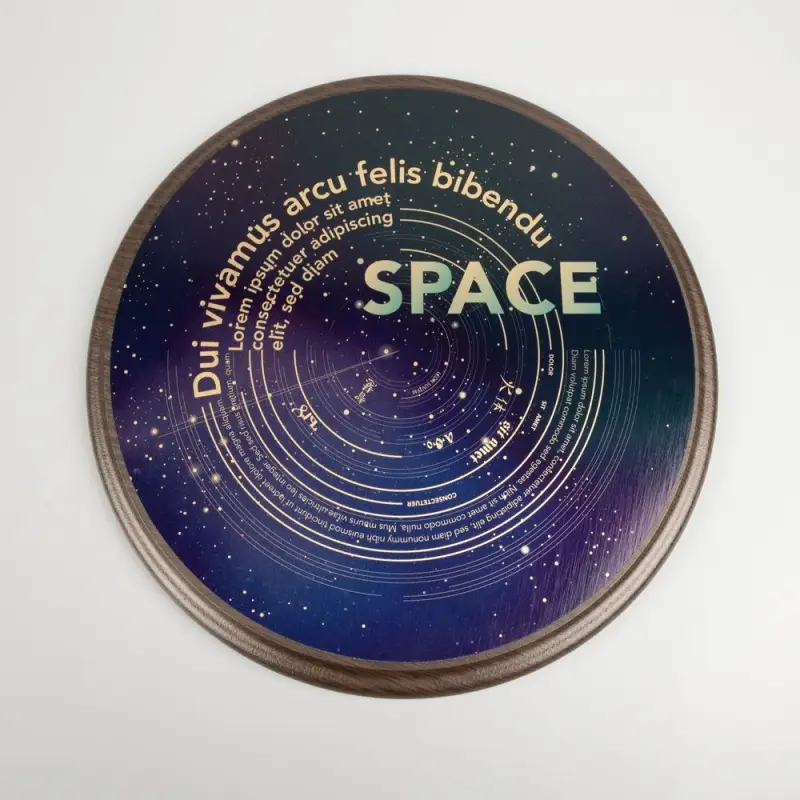 Плакетка Plaque, круглая, венге с золотистой пластиной Плакетка Plaque, круглая, венге с золотистой пластиной