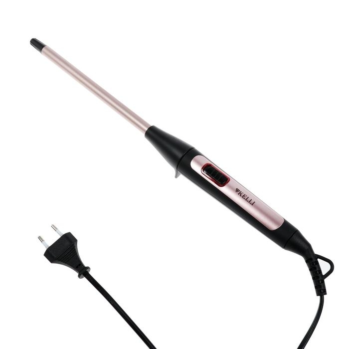 Плойка KELLI KL-1245, 40 Вт, керамическое покрытие, d=13 мм, чёрно-розовая Плойка KELLI KL-1245, 40 Вт, керамическое покрытие, d=13 мм, чёрно-розовая