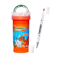 Набор маркеров 18 цветов двусторонние, в пластик тубусе МИКС Набор маркеров 18 цветов двусторонние, в пластик тубусе МИКС