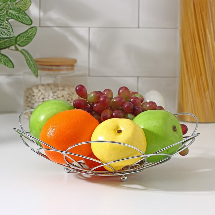 Фруктовница Доляна, 28,5×28,5×8,5 см, цвет хром Фруктовница Доляна, 28,5×28,5×8,5 см, цвет хром