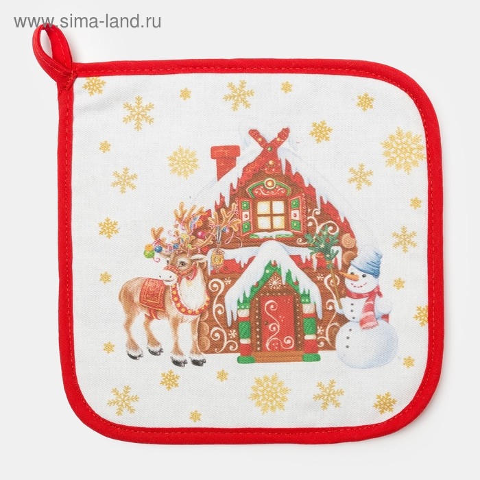 Прихватка &laquo;Новогодние игрушки&raquo; саржа, 19х19см,100% х/л,ватин 250г/м2