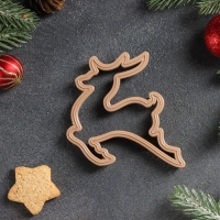 Форма для печенья &laquo;Олень&raquo;, вырубка, штамп, 10&times;10 см, цвет коричневый