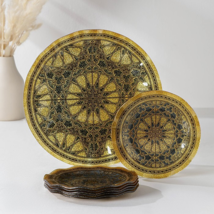 Набор столовый «Вернисаж», 7 предметов (30 см - 1 шт, 18 см - 6 шт), сине-золотой Набор столовый «Вернисаж», 7 предметов (30 см - 1 шт, 18 см - 6 шт), сине-золотой