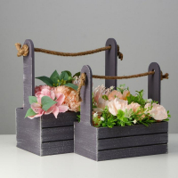 Набор кашпо деревянных 2 в 1 (25.5×15×30; 20×12×23) "Прованс", серый графит Набор кашпо деревянных 2 в 1 (25.5×15×30; 20×12×23) "Прованс", серый графит