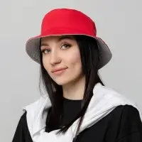 Панама Summer двусторонняя, красная с серым