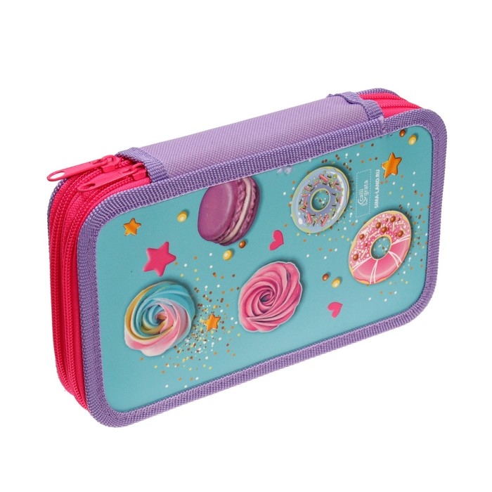 Пенал 2 секции, 125 х 205 х 40 мм, Calligrata 30П26/2 Пенал 2 секции, 125 х 205 х 40 мм, Calligrata 30П26/2 "Пончик", ламинированный картон