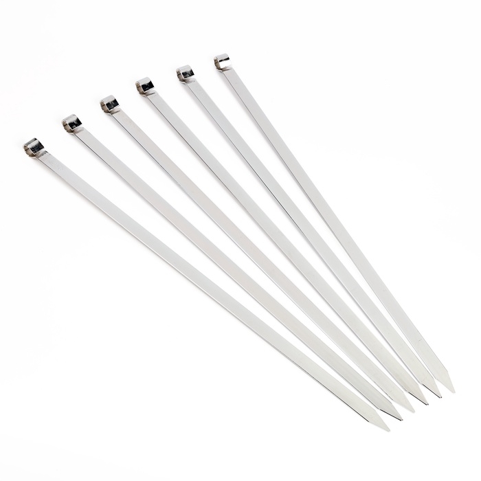 Набор шампуров для люля-кебаб 6 шт, рукоять - кольцо, ширина - 1.8 см, 60 см Набор шампуров для люля-кебаб 6 шт, рукоять - кольцо, ширина - 1.8 см, 60 см