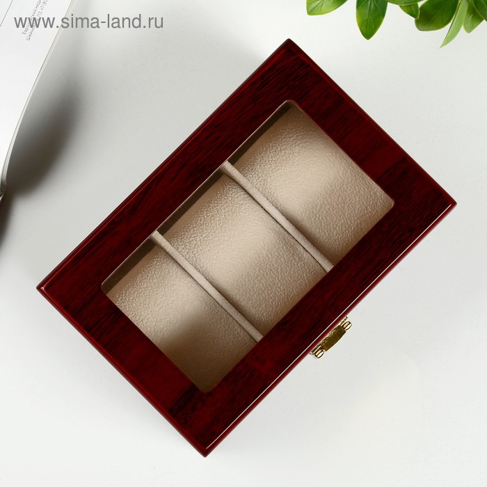 Шкатулка дерево под часы 3 отделения Шкатулка дерево под часы 3 отделения "Красно-коричневая" лак 8х16,5х11 см