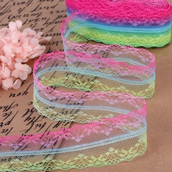 Кружево капроновое &laquo;Радуга светлая&raquo;, 40 мм &times; 10 &plusmn; 1 м, цвет разноцветный №4