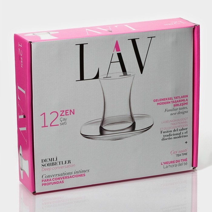 Набор стеклянный чайный Lav &laquo;Дзен&raquo;, 12 предметов: стаканы 155 мл (6 шт), блюдца d=14 см (6 шт)