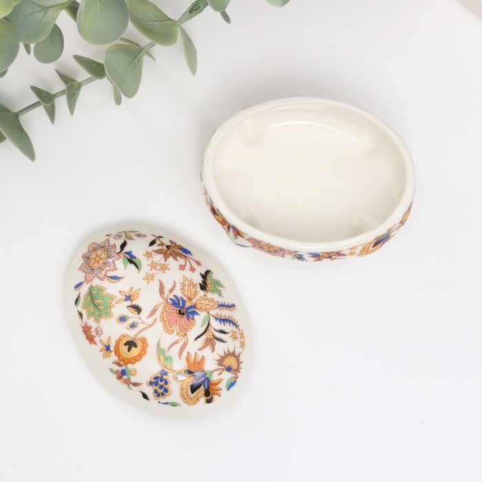 Шкатулка керамика на ножках Шкатулка керамика на ножках "Оранжевые сказочные цветы" 6,1х7,7х4,8 см