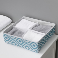 Органайзер для хранения белья Доляна «Лагуна», 4 ячейки, 29×29×10 см, цвет бирюзовый Органайзер для хранения белья Доляна «Лагуна», 4 ячейки, 29×29×10 см, цвет бирюзовый