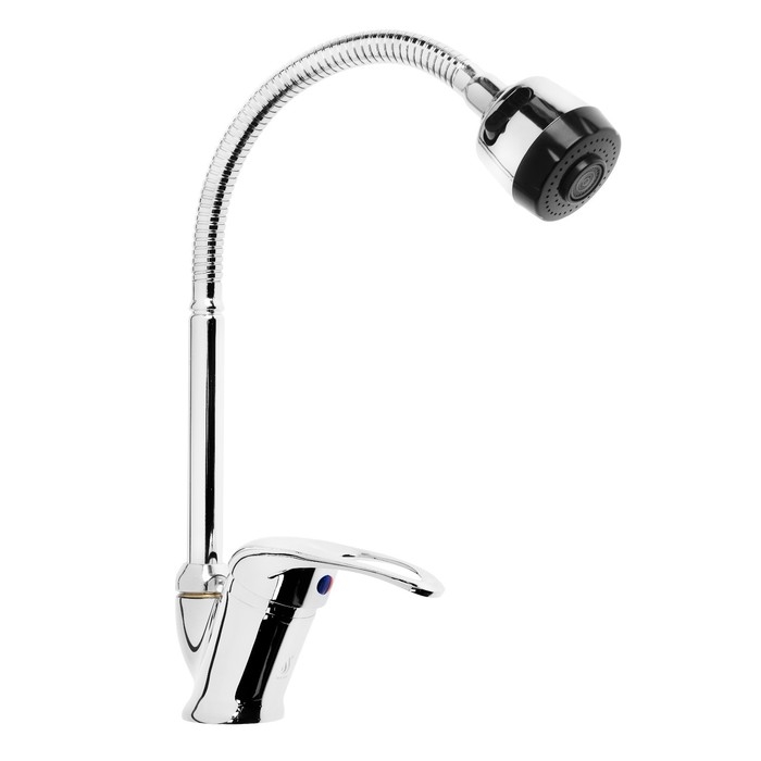 Смеситель для кухни Смеситель для кухни "ЦС-СМ" ЭП401149, однорычажный, на шпильке, гибкий излив, хром