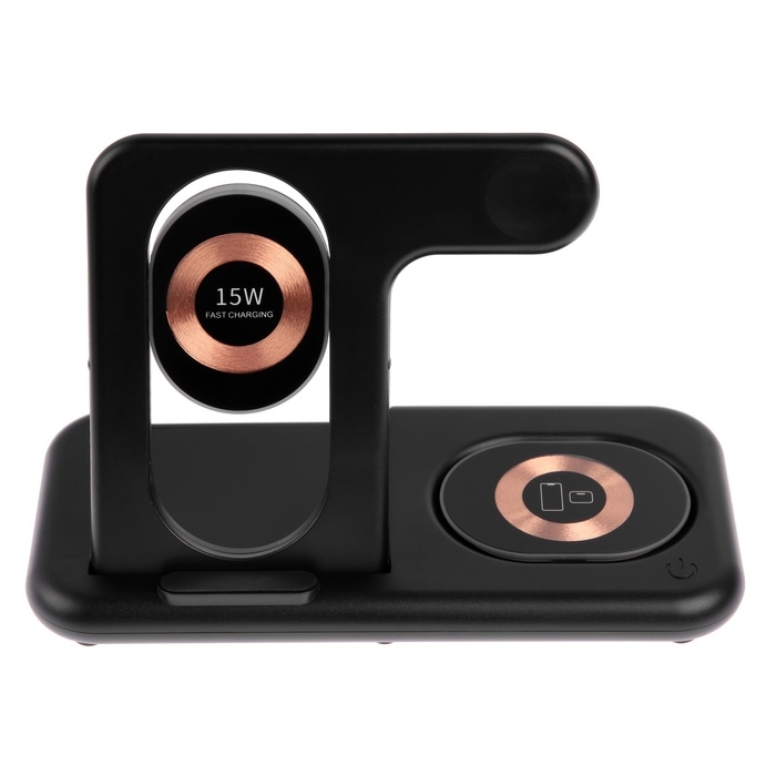 Беспроводное зарядное устройство 3 в 1 Y36, 15 W, складная, подсветка, USB, Type-C, чёрная Беспроводное зарядное устройство 3 в 1 Y36, 15 W, складная, подсветка, USB, Type-C, чёрная