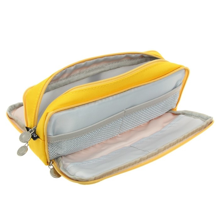 Пенал школьный на молнии 3-х секционный, жёлтый Пенал школьный на молнии 3-х секционный, жёлтый