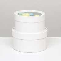 Набор 2 в 1 круглых коробок "Белая" с окном, 21 х 11 - 18 х 10 см Набор 2 в 1 круглых коробок "Белая" с окном, 21 х 11 - 18 х 10 см