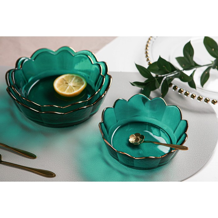 Салатник стеклянный фигурный &laquo;Цветочный&raquo;, 900 мл, 19,5&times;6,5 см