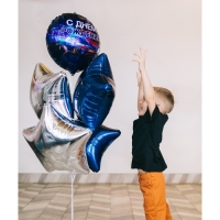 Воздушный шар фольгированный 18" &laquo;С днём рождения&raquo;, тачка, круг, с подложкой