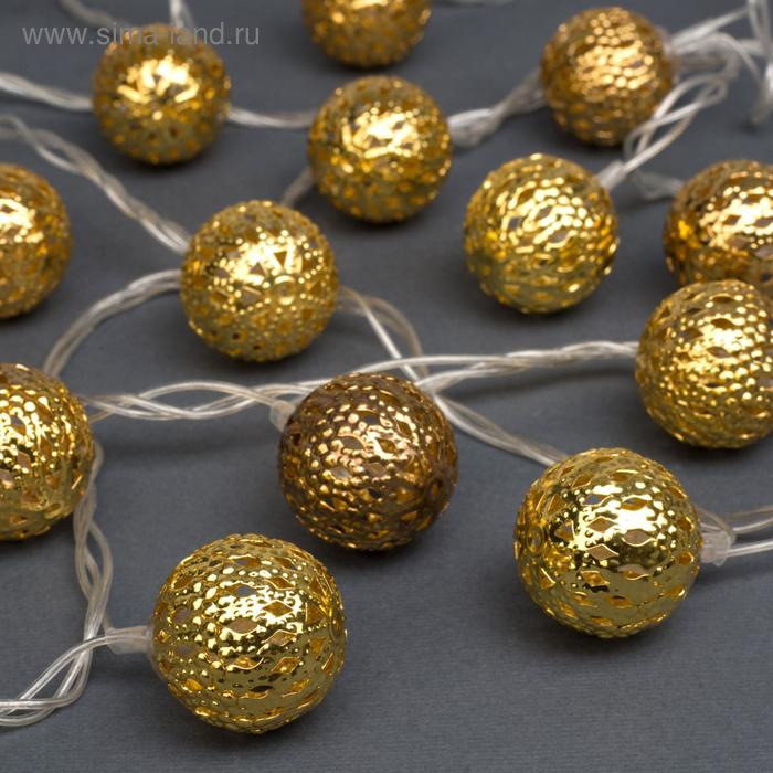 Гирлянда «Нить» 4 м с насадками «Шарик с узором», IP20, прозрачная нить, 20 LED, свечение тёплое белое, 8 режимов, 220 В Гирлянда «Нить» 4 м с насадками «Шарик с узором», IP20, прозрачная нить, 20 LED, свечение тёплое белое, 8 режимов, 220 В