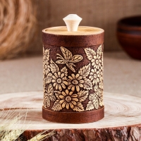 Туес "Бабочки в цветах", круглый, 9х9х15 см, береста Туес "Бабочки в цветах", круглый, 9х9х15 см, береста