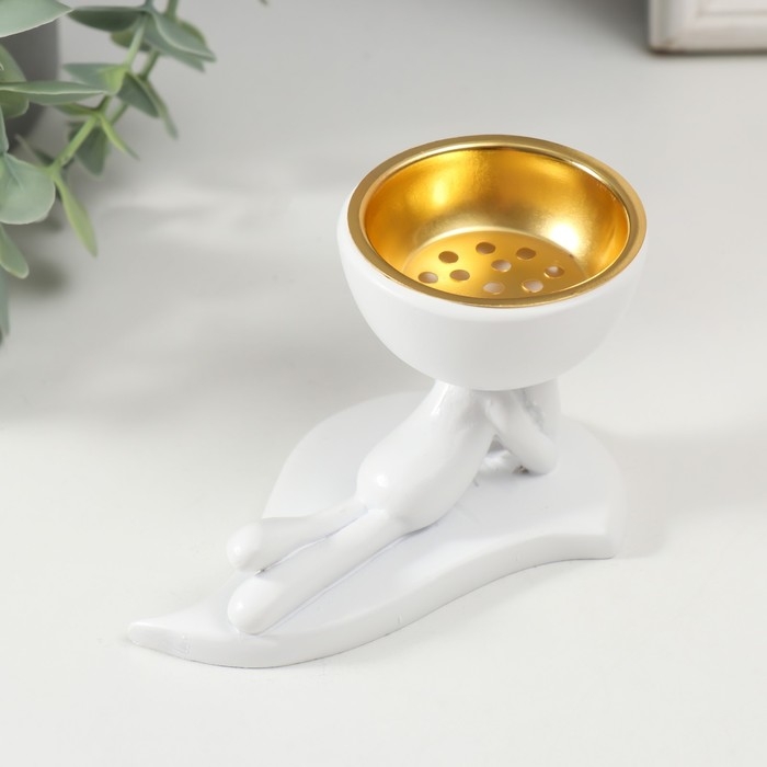 Подставка под благовония полистоун Подставка под благовония полистоун "Человечек лежит" белый 6,1х6,3х10,7 см