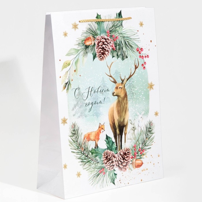 Пакет подарочный новогодний ламинированный &laquo;На лесной опушке&raquo;, L 28 х 38 х 9 см